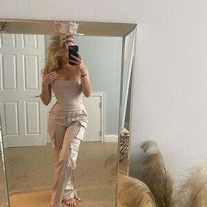 House of CB Cream Cargo Trousers